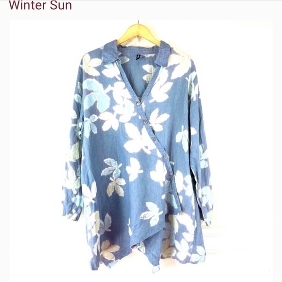 Hand painted tunic top.  100% Linen.  Made in Ecuador.  Size Small. - Picture 6 of 8